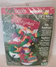 2001 Applique Feltworks Dimensions FELT SNOWMEN STOCKING KIT 18" Long NEW