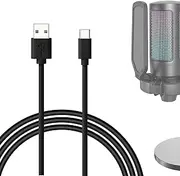 Geekria for Creators Type C to USB A Microphone Cable 6.6 ft / 2 M, Compatible with FIFINE AmpliGame A6, HyperX QuadCast S, SoloCast, Logitech G Yeti GX, TONOR TC30 Mic Cord (Black)