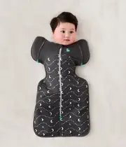 [Swaddle Up™ Transition Bag] Charcoal Moon and Back •Cotton Fleece