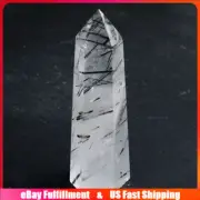 60-70mm Natural Quartz Rutilated Crystal Point Wand Tourmaline Stone Tower Reiki