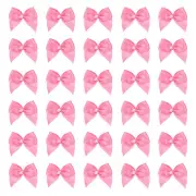 100 Pcs Mini Dark Pink Ribbon Bows with Pearl 1" Ribbon Flowers Appliques