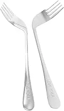 SEWOART 2pcs Old Man Elbow Fork Camping Cutlery Pastry Retractable Eating Products for Elderly Camp Fork Kitchen Forks Dinner Serving Utensils Food Feeding Angled Fork Stainless Steel