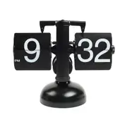 Retro Stainless Steel Flip Desk Clock - Matte Black
