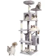 Cat Tree 183 cm Cat Tower with 2 Cat Condos Scratching Post Light Grey