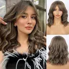 Ash Brown Human Hair Wig Lace Frontal Wig Bob Wave Wig Glueless Soft Wigs