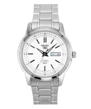 Seiko 5 Automatic 21 Jewels SNKM83J1 Stainless Steel Silver Dial Day/Date Display 50M Mens Watch
