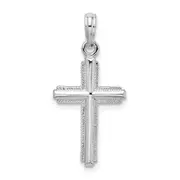 Sterling Silver De-Ani Rhodium-Plated Polished Striped Border Latin Cross Pendant