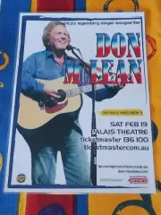 DON MCLEAN - 2011 Australia Tour - Laminated Tour Poster - NEW