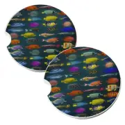 Feeling Fishy Fishing Car Coasters Gift Set Absorbent Sandstone Cup Holder Bling