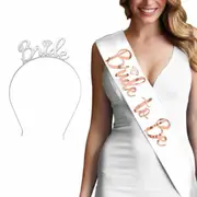 White Sash+Silver Tiara One Set Bride To Be Sash & Tiara Crown Bridal Shower Hen Night Party Decoration