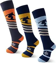 [Lollisy] Boys Ski Socks Kids Winter Warm Socks for Boys Girls Thick Thermal Skating Snowboarding Snow Socks 3 Pack