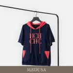 【MEDUSA 曼度莎】現貨-HC撞色連帽字母連帽T恤（M-XL）｜女休閒上衣 帽T 短袖上衣(301-51101)