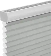 Changshade Cordless Cellular Shades, Light Filtering Honeycomb Shades for Windows, Pull Down Pleated Blinds, Easy to Install for Indoor Windows and French Doors, 24" W x 50" H, Grey
