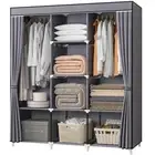 Portable Closet, 51 Inch Wardrobe Closet for Hanging Clothes with 2 Hanging R...