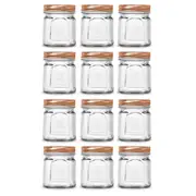 2x 6PK Lemon Lime Square Modena 225ml Glass Jar Kitchen Storage Container Clear