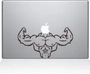 The Decal Guru Body Builder Decal Vinyl Sticker, 13" MacBook Pro, Brown