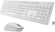 HUO JI Wireless Keyboard and Mouse Combo for Windows Mac, Quiet and Soft, 2.4G Full-Size Computer Keyboard and Ergonomic Wireless Mouse, Long Battery Life 12 Months Battery, White