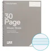Studymate 245x295 70gsm 12 Stave Spiral Music Book 30 Page