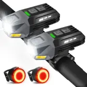 2Pack Bike Light Set, Rechargeable Bicycle Lights for Night Riding Front and ...