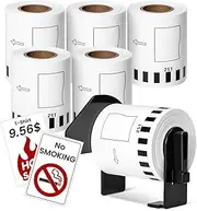MarkDomain Compatible Label Roll Replacement for Brother DK-2251 Continuous Black/Red Label on White Papers 2.4in x 50ft with One Refillable Cartridge for QL-800, QL-810W, QL-820NWB Printer (6 Rolls)