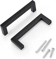 6 Pack 4 Inch Kitchen Square Cabinet Handles Matte Black Cabinet Pulls Stainless Steel Drawer Pulls Kitchen Cabinet Hardware Kitchen Handle