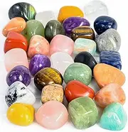 Crocon Assorted Crystals Tumbled Stones Bulk Set Pocket Crystal Healing Gemstones Tumbled Collection Palm Stone Good Luck Charm Gift Craft Home Decor Size: 20-25 mm | 1 LB