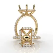 Diamond Engagement Proposed Pave Ring 18k Yellow Gold 1Ctw