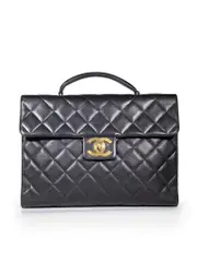 Black Caviar Leather Jumbo Briefcase