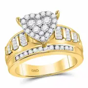 10kt Yellow Gold Round Diamond Cluster Bridal Wedding Engagement Ring 1 Ctw