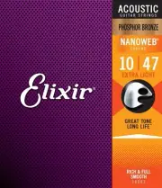 Elixir Strings Phosphor Bronze Acoustic Guitar Strings w NANOWEB Coating, E