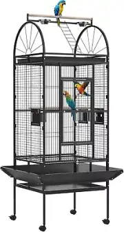 176 Large Bird Cage Parrot Aviary Pet Stand-Alone Budgie Perch Wheels W/Brake