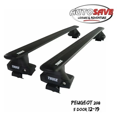 Thule Aluminium WingBar Evo Black Roof Bars Set to fit Peugeot 208 5 Door 12-19