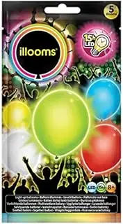 Illooms 5 Pack Light up LED Balloons - Design: Mixed Colours
