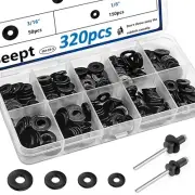 320Pcs Black Pop Rivet washers Assortment kit for Pop Rivets Diameter