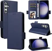 Compatible with Samsung Galaxy S23 FE Wallet Case,PU Leather Folio Flip Case Compatible with Samsung Galaxy S23 FE 5G Cell Phone Leather Case Blue