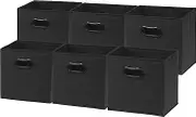 SimpleHouseware 11 Inch Foldable Storage Cubes with Handle, 6 Pack, Black