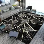 Machine Washable Rug for Living Room Bedroom Kitchen Home Office Short Pile Style Carpet Non Shedding Modern Abstract Geometry Gray Yellow 160x230