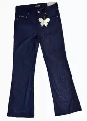 Vintage Y2K L.e.i. Jeans Girl's Size 8 Navy Sparkle Flare Moleskin Pants, NEW