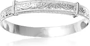Engraved/Embossed Pattern/Design Expanding/Expandable/Adjustable Bangle Bracelet for Baby/Child/Children/Women - 925 Sterling Silver - Childrens Jewellery