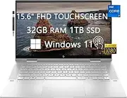 HP ENVY x360 Touch-Screen Laptops for College Student & Business, 15.6" FHD 12th Generation Intel Core i7-1260P, 32GB RAM, 1TB SSD, FP Reader, Backlit KB, Webcam, Wi-Fi, Windows 11, LIONEYE Stylus Pen