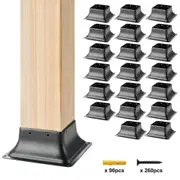VEVOR 101.6x101.6mm Post Base 20Pcs, Internal 91x91mm Heavy Duty Powder-Coated Steel Post Bracket Fit for Standard Wood Post Anchor, Decking Post Base