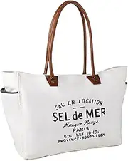 [Lamyba] Sel De Mer Canvas HandBag Upcycled Canvas Leather Tote Bag