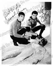 Star Trek - Signed Reprint Autograph Deforest Kelley Leonard Nimoy 8x10 Photo