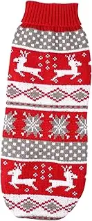 Toddmomy Christmas Elk Pattern Dog Sweater Warm Knit Outfit for Pets Cozy Thickened for Holiday Parties Durable and Comfortable Christmas Apparel
