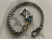 Wallet Chain/Card Holder Med Length, Titanium Carabiners & Swivel 15-1/8”, Green