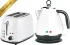 Vintage Electric 2 Slice Toaster & Kettle Combo Stainless Steel - White