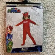 PJ Masks Owlette Costume 3T 4T Girls Toddler Red Long Sleeve Jumpsuit Mask
