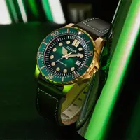 在飛比找ETMall東森購物網優惠-CITIZEN 星辰 綠水鬼風格皮帶機械錶(NJ0173-1