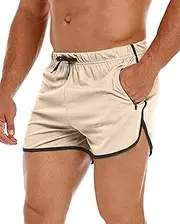 [LRKOAYJGO] Men's 3 Inches Running Shorts Quick Dry Gym Workout Athletic Shorts with Zipper Pockets
