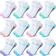 Bemeol 12 Pairs Ankle Socks Girl Running Athletic Socks Low cut Cotton Socks